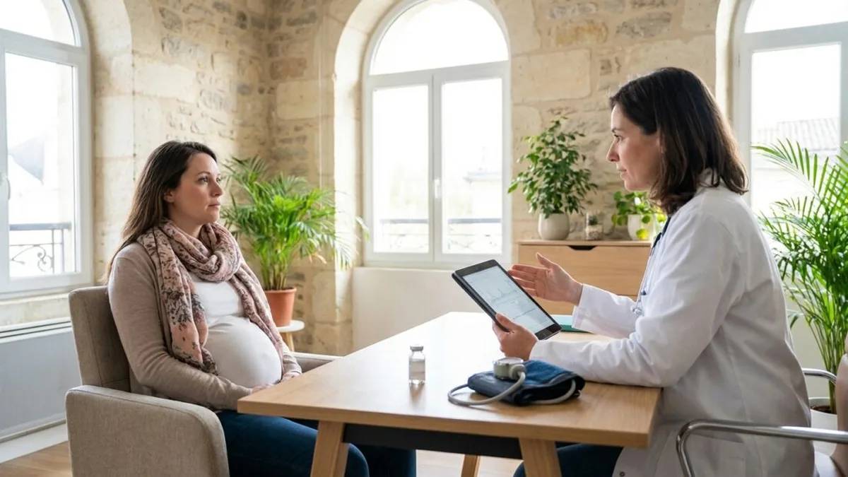 Future mère en consultation avec une médecin