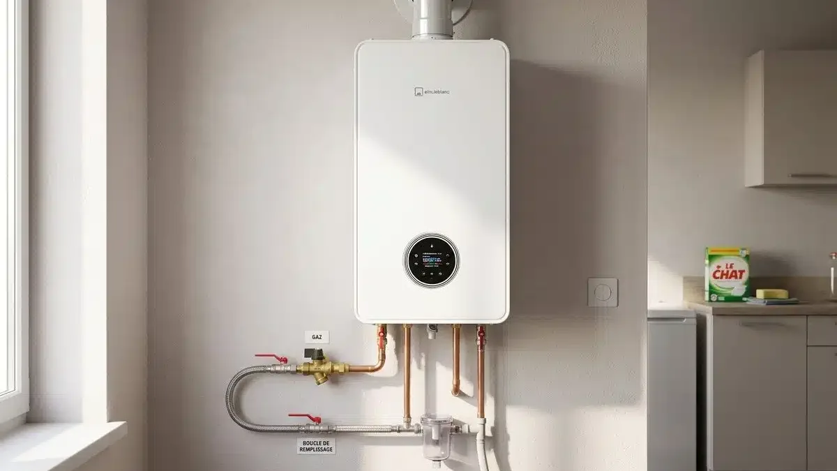 Une chaudière murale au gaz dans une cuisine