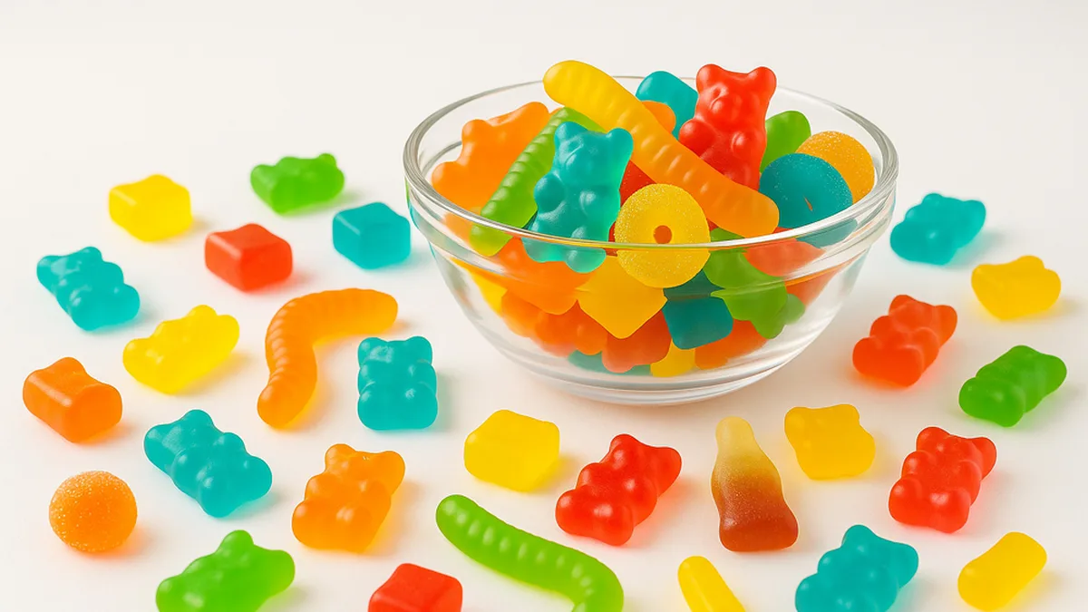 Bonbons gélifiés colorés dans un bol