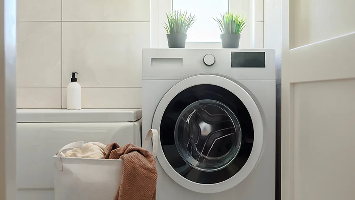 Lave-linge dans une salle de bain