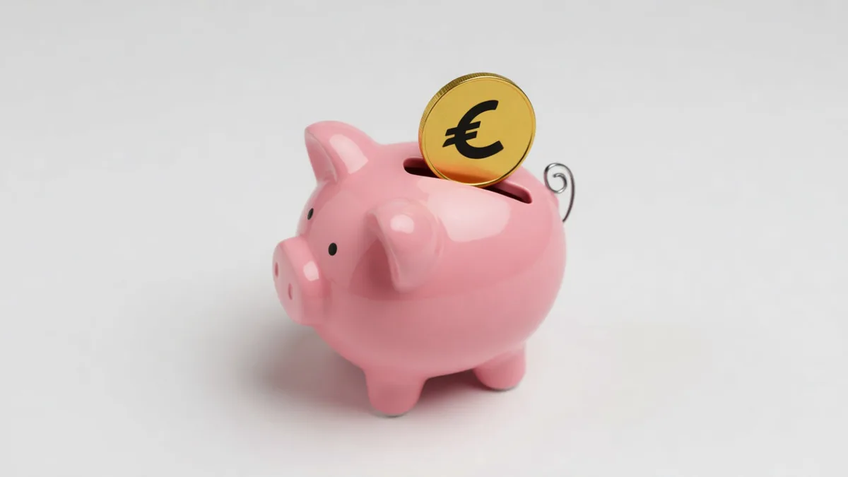 Une tirelire en forme de cochon avec une pièce euro, symbole de l&rsquo;épargne des Français