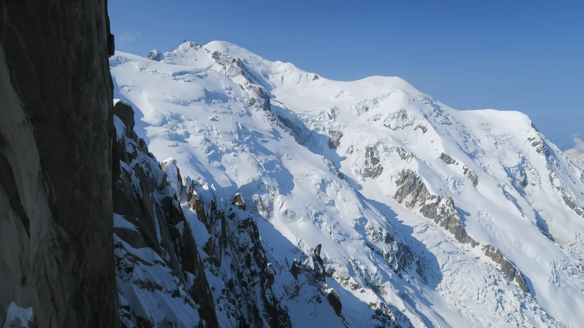 Calotte de neige et de glace coiffant le massif du Mont-Blanc
