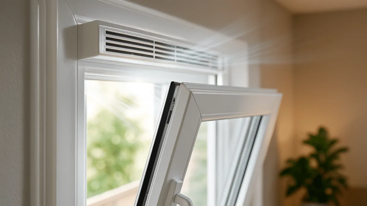 Grille d&rsquo;entrée d&rsquo;air sur une fenêtre en PVC