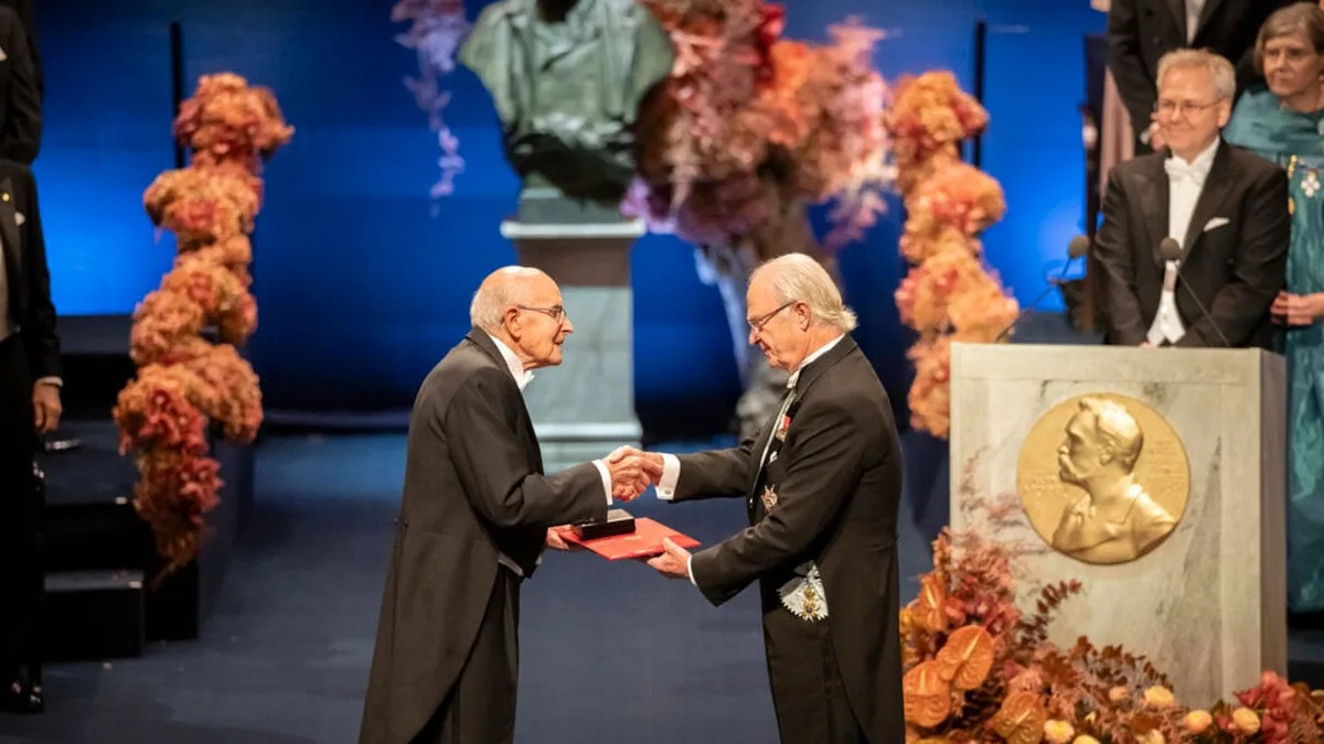 La remise des prix Nobel à Stockholm, où les lauréats reçoivent médaille et diplôme des mains du roi de Suède
