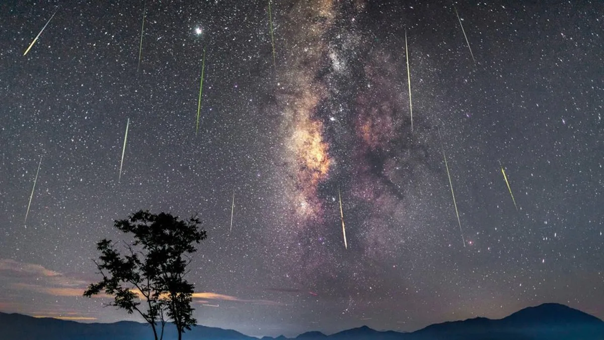 Une étoile filante des Orionides dans le ciel nocturne
